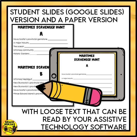 Maritimes Geography Scavenger Hunt | Paper and Digital