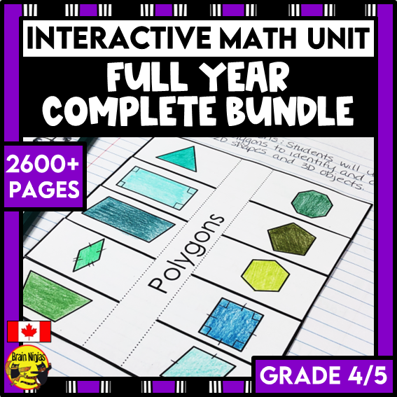 Year Long Math Interactive Math Unit Bundle | Paper | Grade 4 Grade 5