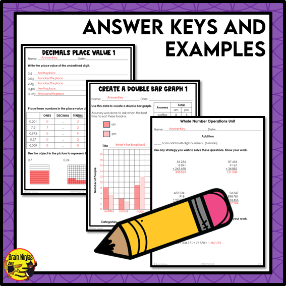 Long Math Pages Year Long Math Interactive Math Unit Bundle | Paper | Grade 5 – brainninjas