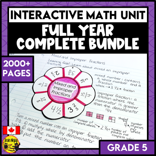 Year Long Math Interactive Math Unit Bundle | Paper | Grade 5