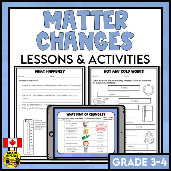 Changes to Matter Lessons and Activities Permanent and Reversible | Paper and Digital