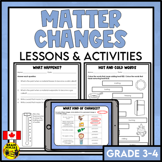 Changes to Matter Lessons and Activities Permanent and Reversible | Paper and Digital