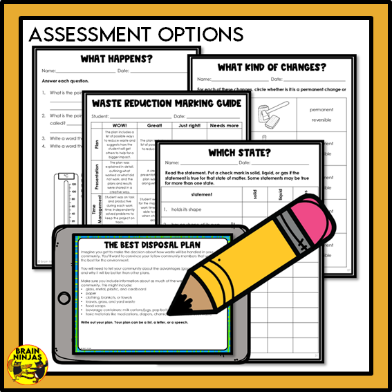 Alberta Science Matter Unit Grade 4 Waste Management Bundle | Paper and Digital
