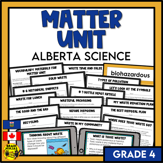 Alberta Science Matter Unit Grade 4 Waste Management Bundle | Paper and Digital