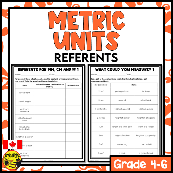Metric Referents and Measurements Math Worksheets | Paper