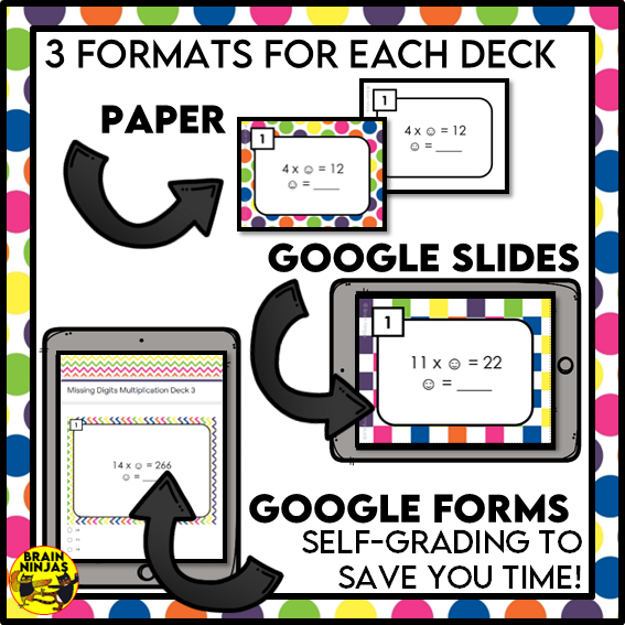 Missing Digits Multiplication and Division Within 500 Task Cards | Paper and Digital