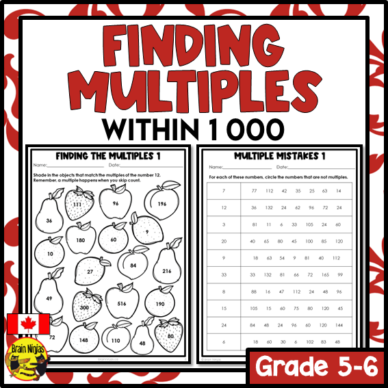 Finding Multiples within 1 000 Math Worksheets | Paper | Grade 5 Grade 6