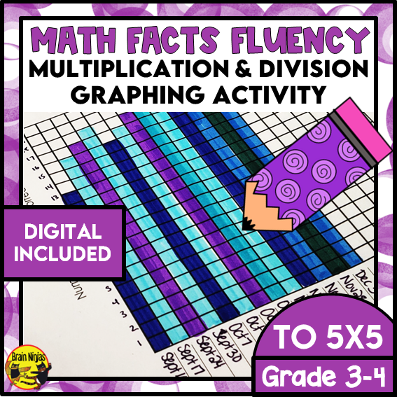 Multiplication and Division to 5x5 | Drill and Graph Practice | Paper and Digital