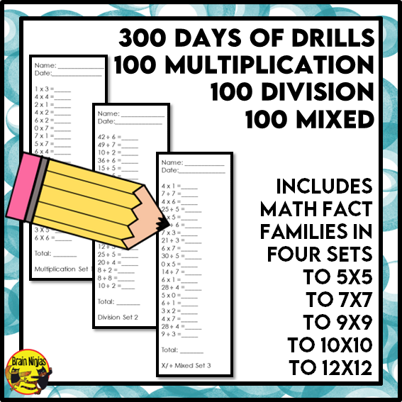 Multiplication and Division Facts to 12x12 | Drill and Graph Bundle | Paper and Digital