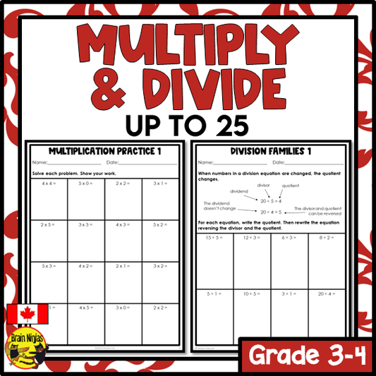 Multiplication and Division Within 25 Math Worksheets | Paper | Grade 3