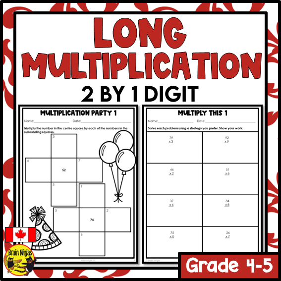 Multiplication Math Worksheets | 2 by 1 Digit | Paper