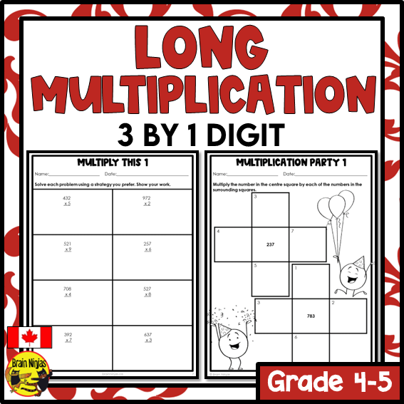 Multiplication Math Worksheets | 3 by 1 Digit | Paper