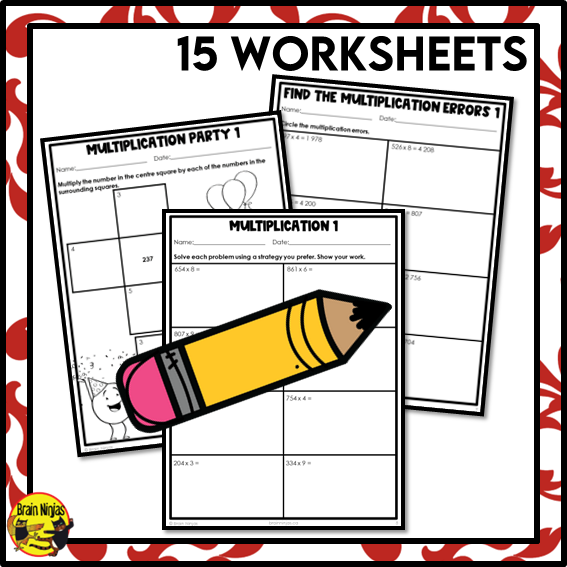 Multiplication Math Worksheets | 3 by 1 Digit | Paper