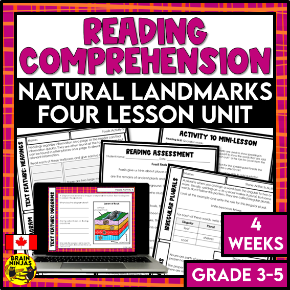 Natural Landmarks Social Studies Reading Comprehension Activities | Paper and Digital