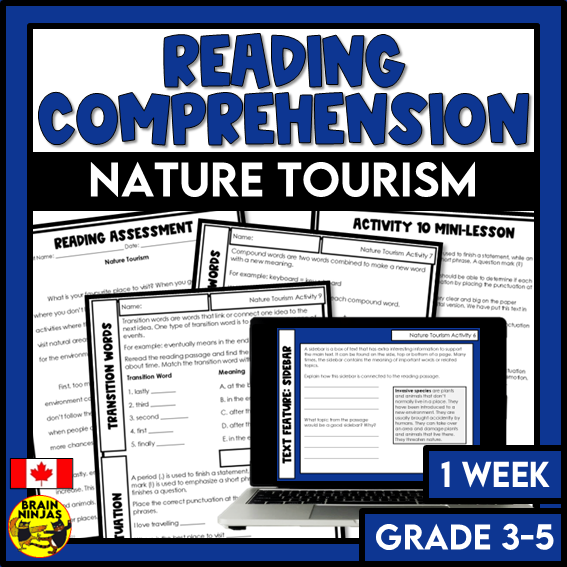 Nature Tourism Reading Comprehension Activities | Paper and Digital