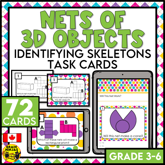 Nets of 3D Objects Math Task Cards | Paper and Digital