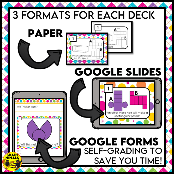 Nets of 3D Objects Math Task Cards | Paper and Digital