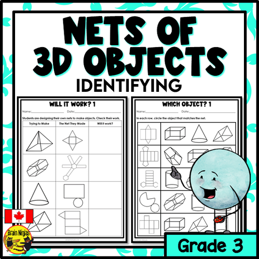 Nets of 3D Objects Math Worksheets | Paper | Identifying and Matching