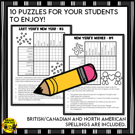 New Year's Logic Puzzles | Paper and Digital