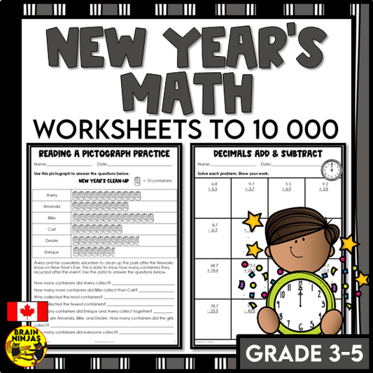 New Years Math Worksheets Numbers to 10 000 | Paper