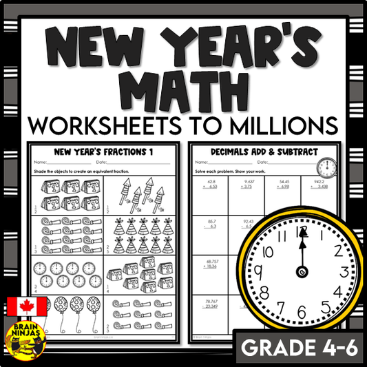 New Years Math Worksheets Numbers to 1 000 000 | Paper