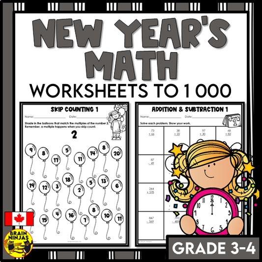 New Years Math Worksheets Numbers to 1000 | Paper
