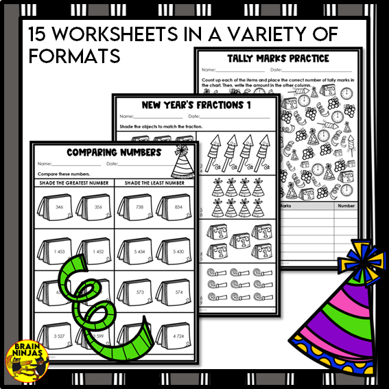 New Years Math Worksheets Numbers to 1000 | Paper