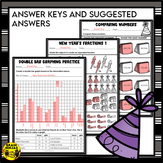 New Years Math Worksheets Numbers to 1 000 000 | Paper