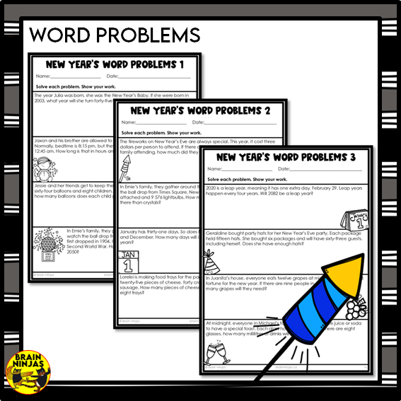 New Years Math Worksheets Numbers to 1 000 000 | Paper