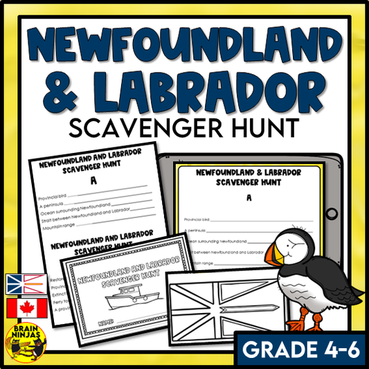 Newfoundland and Labrador Geography Scavenger Hunt | Paper and Digital