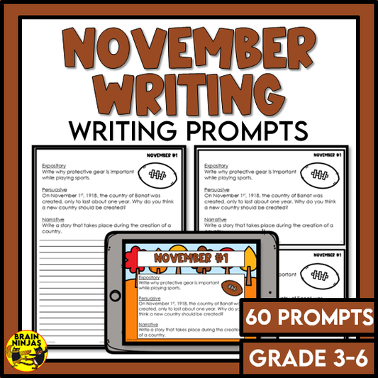 November Monthly Writing Prompts | Paper and Digital