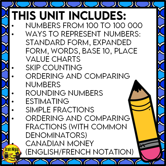 Numbers and Fractions Interactive Math Unit | Paper | Grade 3
