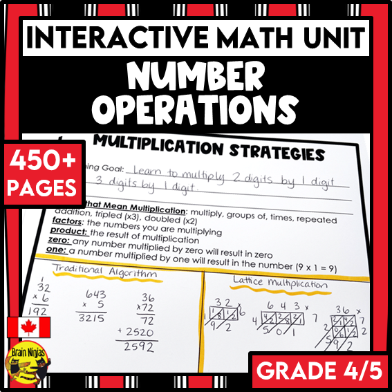 Number Operations Math Interactive Notebook Unit | Paper | Grade 4 Grade 5