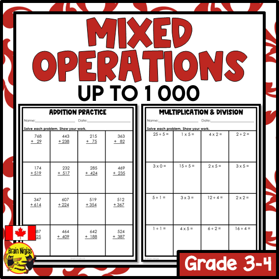 Number Operations Math Worksheets | Paper | Grade 3 – brainninjas