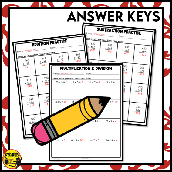 Number Operations Math Worksheets | Paper | Grade 3 – brainninjas