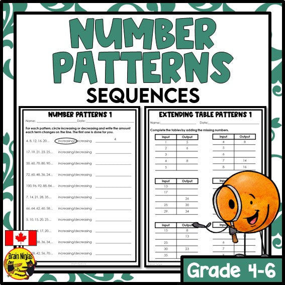 Number Patterns Math Worksheets | Paper | Grade 5