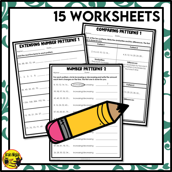 Number Patterns Math Worksheets | Paper | Grade 5