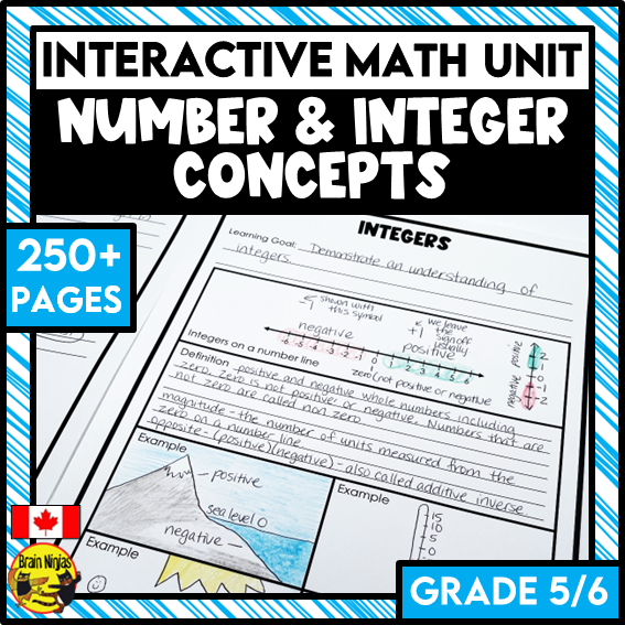 Numbers and Integers Interactive Math Unit | Paper | Grade 5 Grade 6