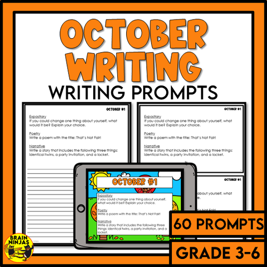 October Monthly Writing Prompts | Paper and Digital