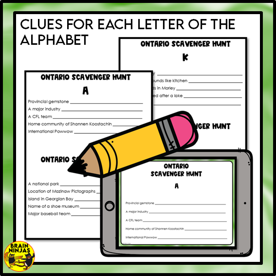 Ontario Geography Scavenger Hunt | Paper and Digital