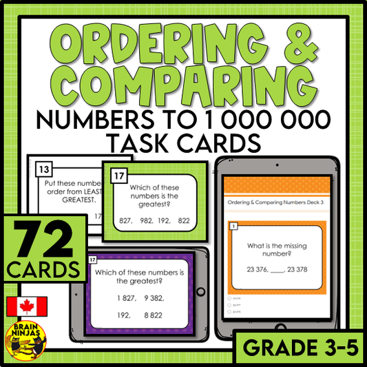 Ordering and Comparing Numbers Math Task Cards | Paper and Digital