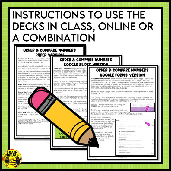 Ordering and Comparing Numbers Math Task Cards | Paper and Digital