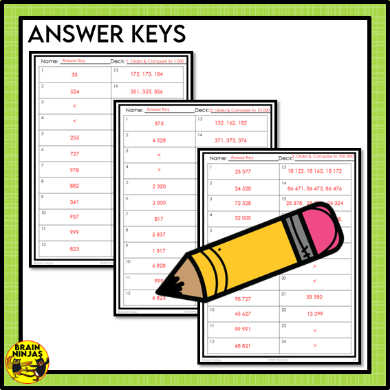 Ordering and Comparing Numbers Math Task Cards | Paper and Digital