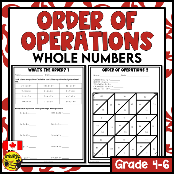 Order of Operations Math Worksheets | Whole Numbers | Paper – brainninjas