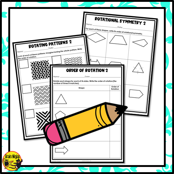 Completing Rotation Patterns Rotational Symmetry and Order of Rotation Math Worksheets | Paper ...