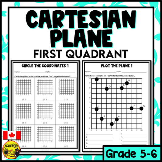 Plotting Coordinates on the First Quadrant of the Cartesian Plane Math Worksheets | Paper