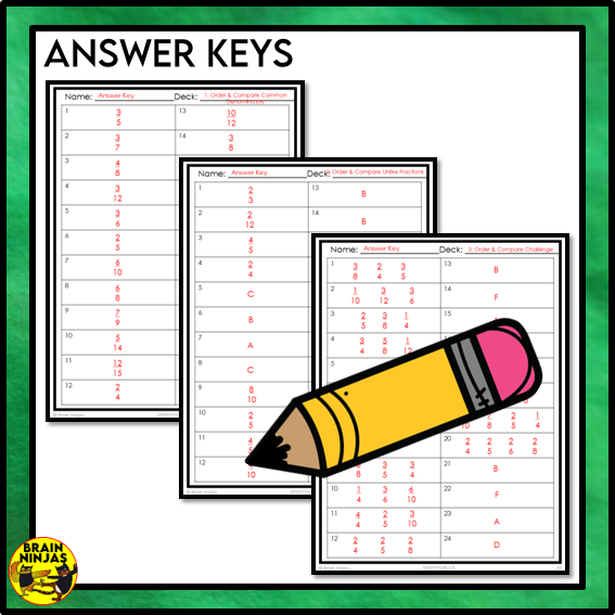 Ordering and Comparing Fractions Math Task Cards | Paper and Digital