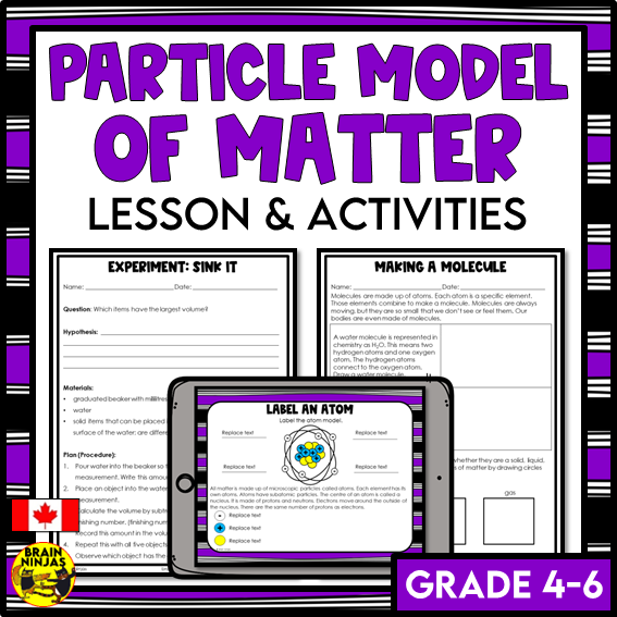 Particle Model Formative Particle Model of Matter Chemistry Lessons and Activities | Paper and ...