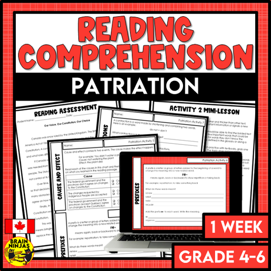 Patriation of the Canadian Constitution Reading Comprehension Activities | Paper and Digital