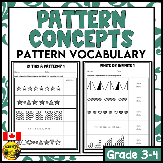 Pattern Concepts and Vocabulary Math Worksheets | Paper | Grade 3